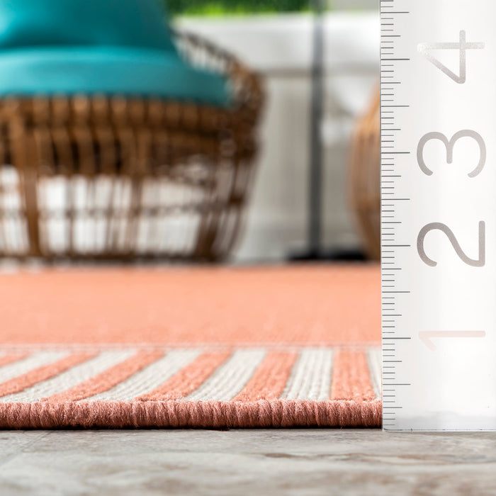 Striped Coral Indoor Outdoor Flatweave Area Rug 120x180 cm