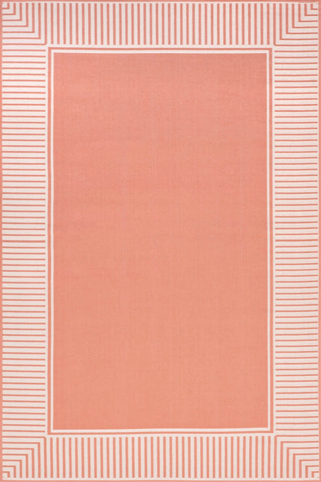 Striped Coral Indoor Outdoor Flatweave Area Rug 120x180 cm