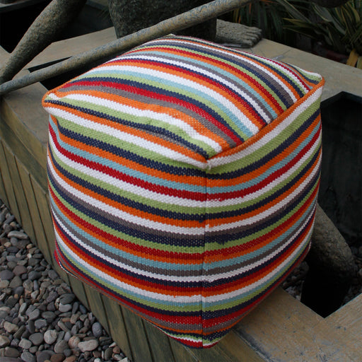 Striped Cotton Pouf Filled With Polystyrene Beans