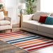 Striped Washable Kids Rug in Multicolor for Playroom