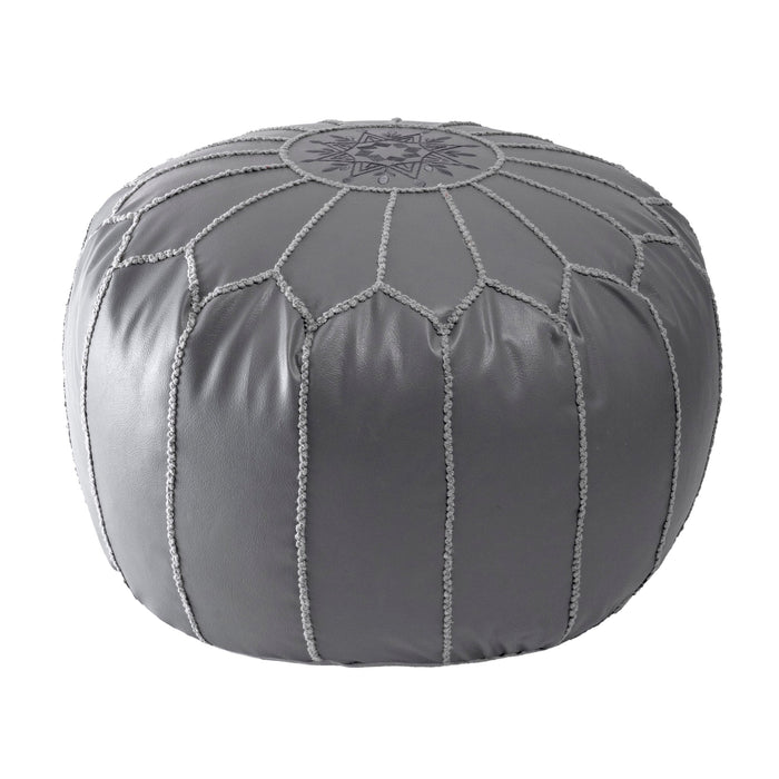 Elegante pouf in ecopelle grigia per sedute e decorazioni