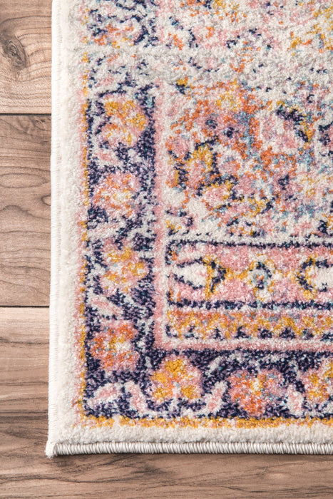 Sunny Orange Wildflower Medallion Area Rug 160x230 cm