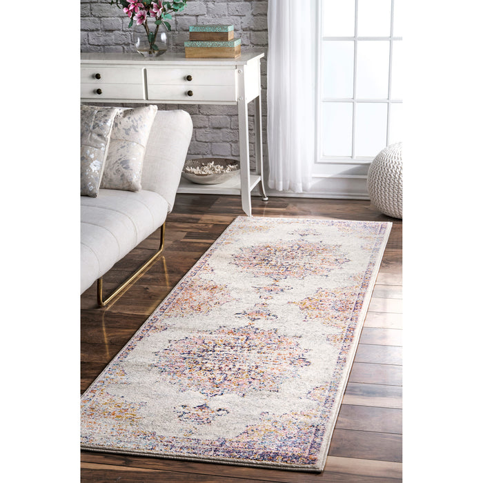 Sunny Orange Wildflower Medallion Area Rug 160x230 cm