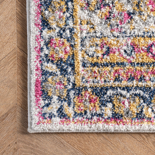 Sunny Pink Wildflower Medallion Area Rug 120x180 cm