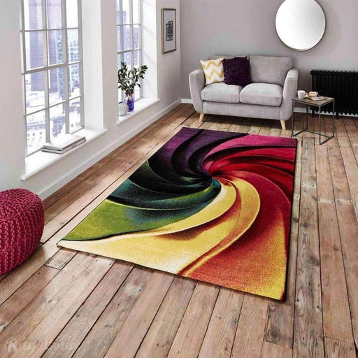 Sunrise Y498A Modern abstract Vortex Hand Talled Textured Multicolor Alfombra