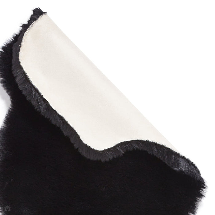 Super Teddy Super Soft Plush Hi Pile Silky Faux Fur Polyester Shaggy Sheepskin Black Rug