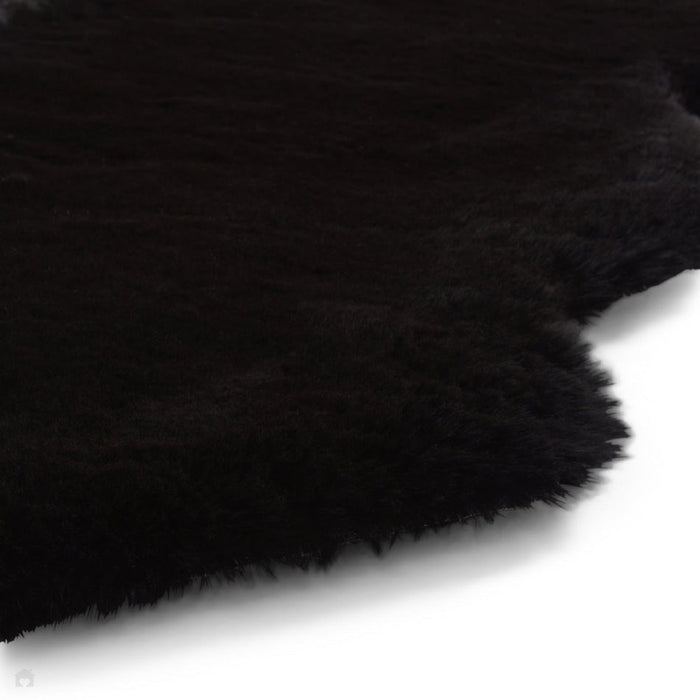 Super Teddy Super Soft Plush Hi Pile Silky Faux Fur Polyester Shaggy Sheepskin Black Rug