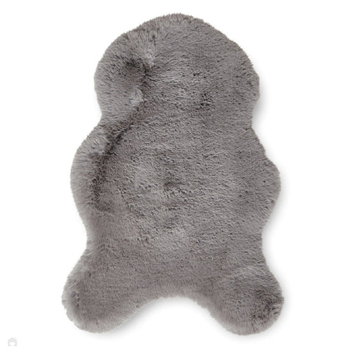 Tappeto grigio Super Teddy in peluche super morbido, in pelliccia sintetica setosa in poliestere, pelle di pecora shaggy