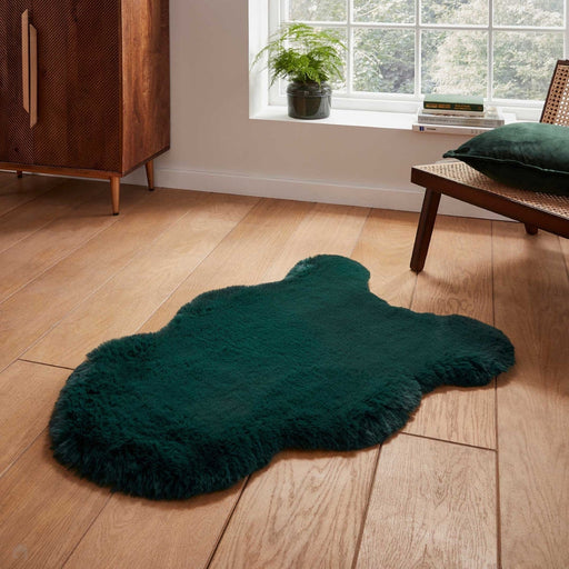 Super Teddy Super Soft Plush Hi Pile Silky Faux Fur Polyester Shaggy Sheepskin Jewel Green Rug