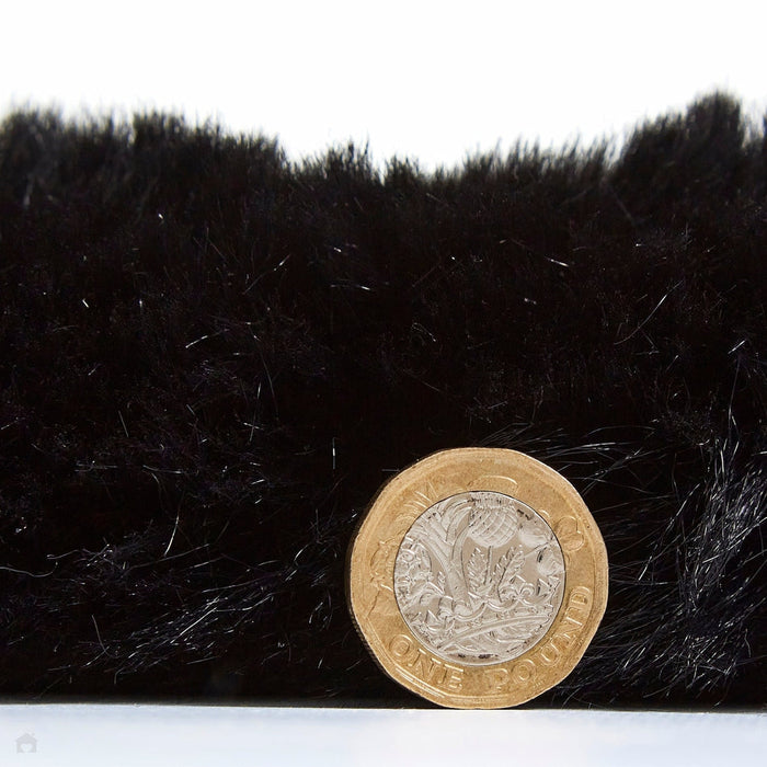 Super Teddy Super Soft Plush Hi Pile Silky Faux Fur Shaggy Black Rug