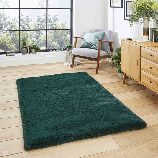 Super Teddy Super Soft Pehmo Hi Pile Silky Faux Fur Shaggy Jewel Green matto