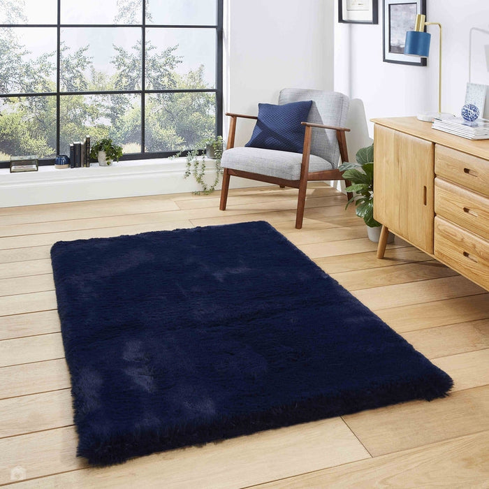 Super Teddy Super Soft Pehmo Hi Pile Silky Faux Fur Shaggy Navy matto