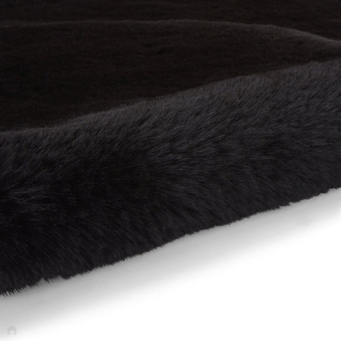 Super Teddy Super Soft Plush Hi Pile Silky Faux Fur Shaggy Sheepskin Black Double/Runner