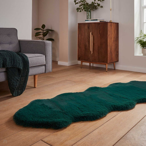 Super Teddy Super Soft Plush Hi Pile Silky Faux Fur Shaggy Sheepskin Jewel Green Double/Runner