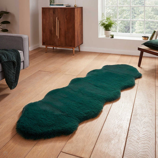 Super Teddy Super Soft Plush Hi Pile Silky Faux Fur Shaggy Sheepskin Jewel Green Double/Runner