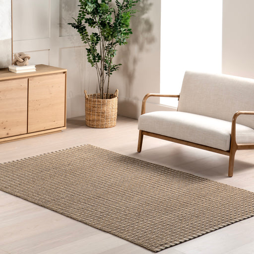 Tan Checkered Indoor Outdoor Area Rug 120 x 180 cm