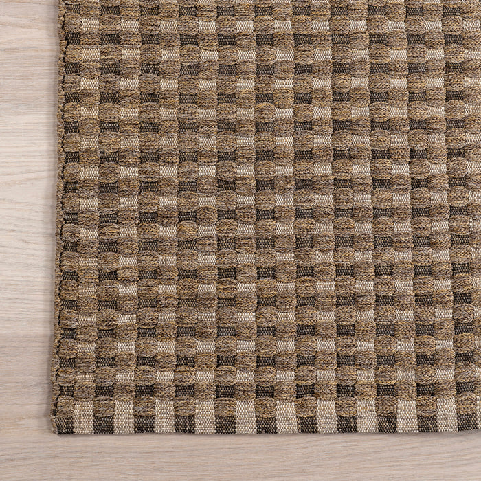 Tan Checkered Indoor Outdoor Area Rug 120 x 180 cm