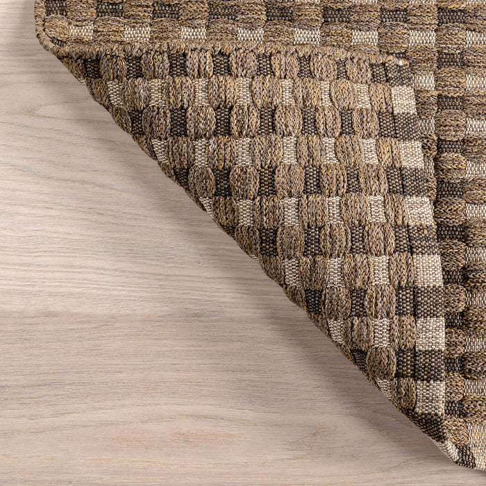 Tan Checkered Indoor Outdoor Area Rug 120 x 180 cm