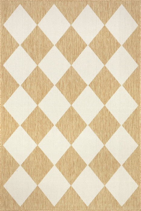 Tan Harlequin Area Rug for Indoor and Outdoor Use