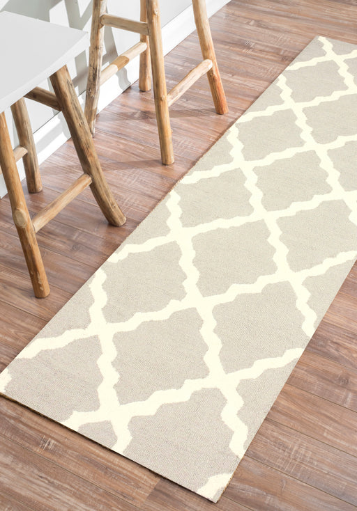 Tan Moroccan Trellis Wool Area Rug 120x180 cm