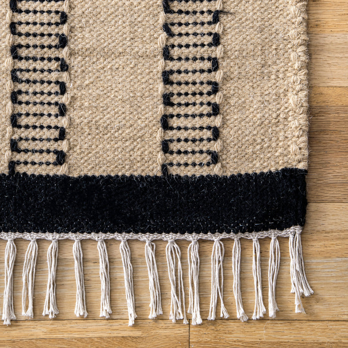 Tan Shaggy Striped Area Rug 120x180 cm