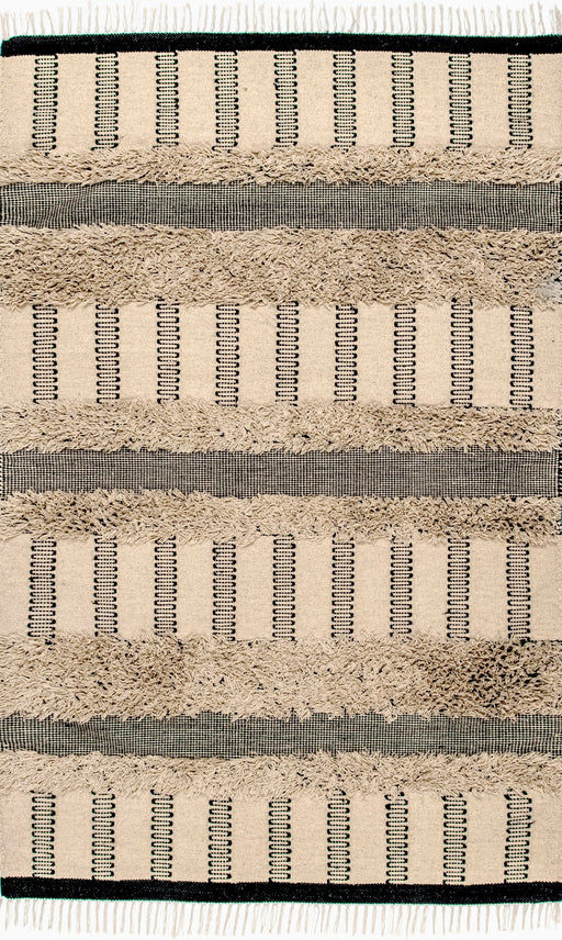 Tan Shaggy Striped Area -matto 120x180 cm