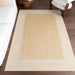 Tan Striped Border Indoor Outdoor Flatweave Area Rug 150x240 cm