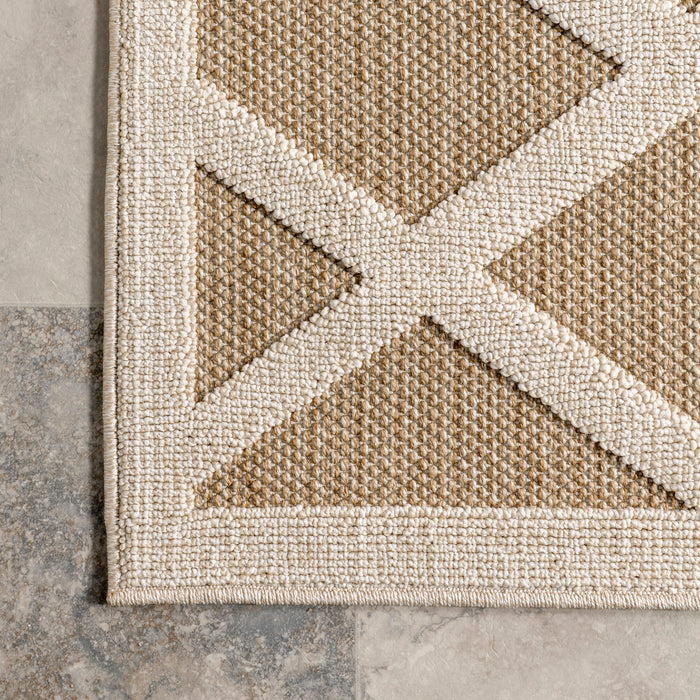 Tan Trellis Indoor Outdoor Area Rug 50x80 cm