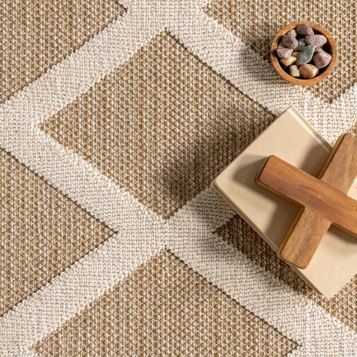 Tan Trellis Indoor Outdoor Area Rug 50x80 cm
