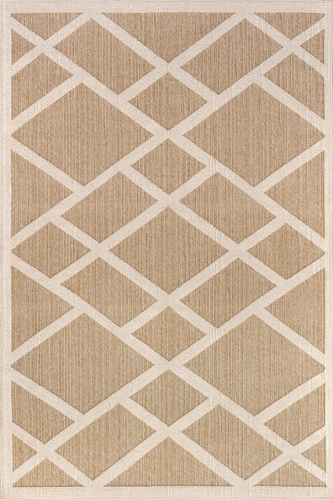 Tan Trellis Indoor Outdoor Area Rug 50x80 cm