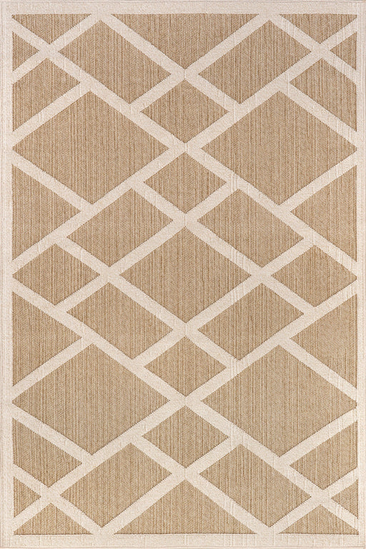 Tan Trellis Indoor Outdoor Area Rug 50x80 cm