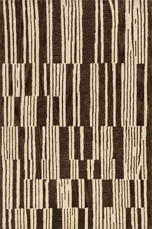 Tara Brown Striped Wool Area Rug 160x230 cm