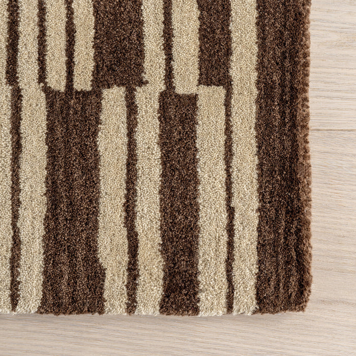 Tara Striped Wool Area Rug 150x240 cm Brown