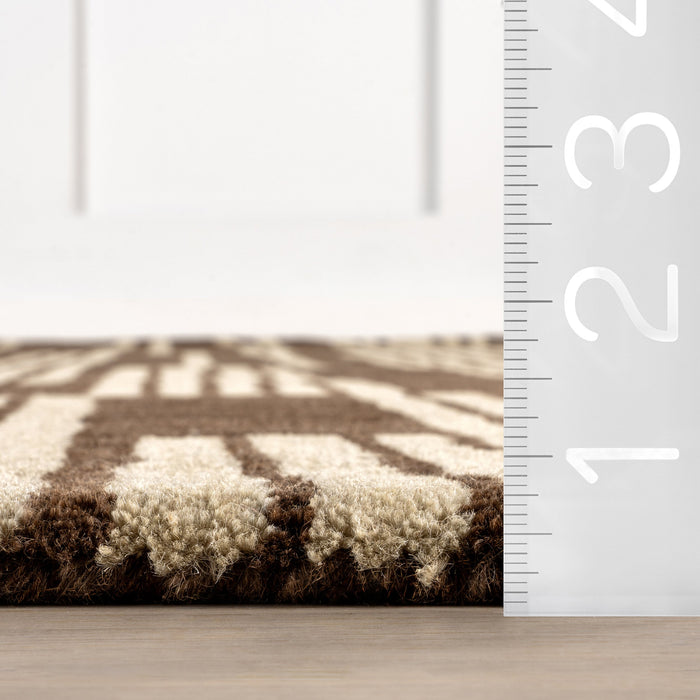 Tara Striped Wool Area Rug 150x240 cm Brown