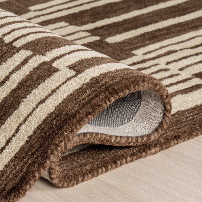 Tara Striped Wool Area Rug 150x240 cm Brown