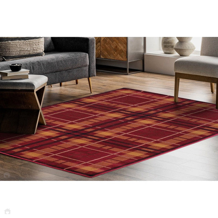 Tartan Check Red Rug