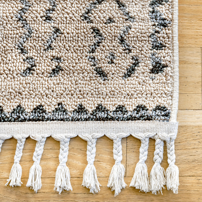 Tassel Area Rug 160cm Ivory