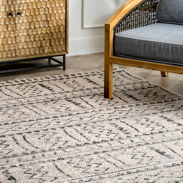 Tassel Area Rug 160cm Ivory