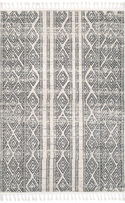 Tasseled Striped Area Rug 120cm x 180cm Ivory