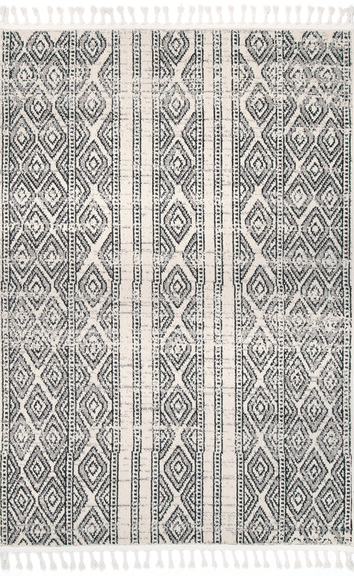 Tasseled Striped Area Rug 120cm x 180cm Ivory