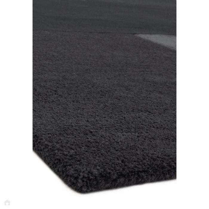 Tate Modern Plain Geometric Tonal Textures Hand-Carved High-Density Wool&Viscose Charcoal Rug