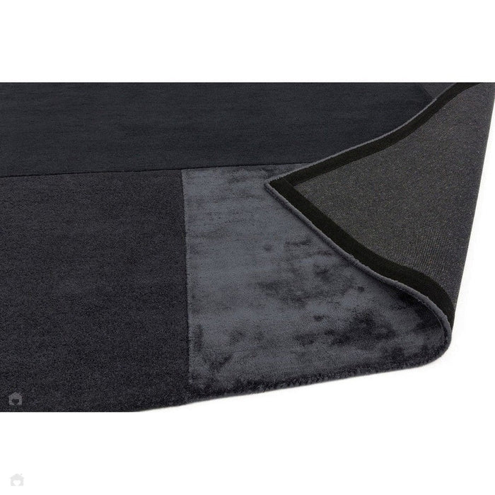 Tate Modern Plain Geometric Tonal Textures Hand-Carved High-Density Wool&Viscose Charcoal Rug