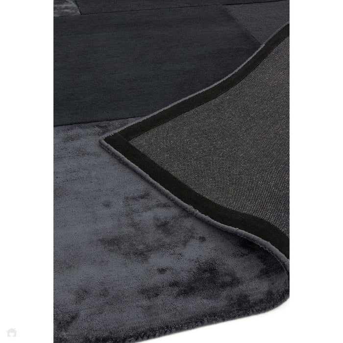 Tate Modern Plain Geometric Tonal Textures Hand-Carved High-Density Wool&Viscose Charcoal Rug