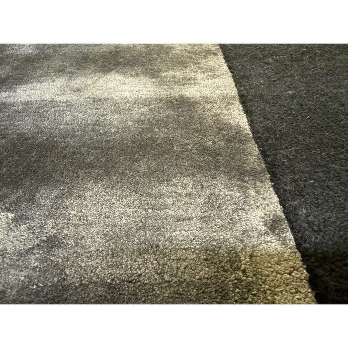 Tate Modern Plain Geometric Tonal Textures Hand-Carved High-Density Wool&Viscose Charcoal Rug