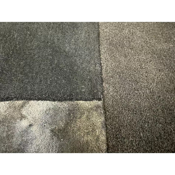 Tate Modern Plain Geometric Tonal Textures Hand-Carved High-Density Wool&Viscose Charcoal Rug