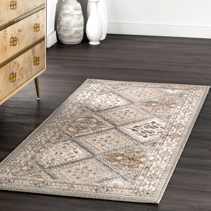 Taupe Area Rug With Intricate Design For High-Traffic Spaces