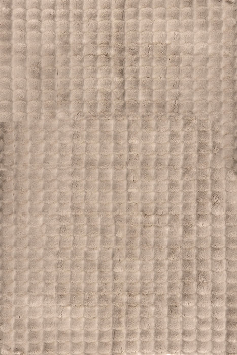 Taupe Checkered Plush Washable Cloud Area Rug
