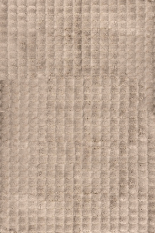 Taupe Checkered Plush Washable Cloud Area Rug