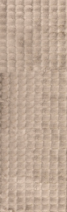 Taupe Checkered Plush Washable Cloud Rug 120x180 cm