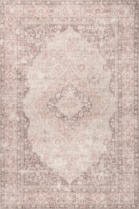 Taupe Machine Washable Area Rug for Busy Households